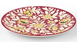 Casa Padrino Luxus Keramik Teller 6er Set Rot / Mehrfarbig Ø 40 cm - Handgefertigte & handbemalte Essteller mit Blumendesign - Hotel & Restaurant Accessoires - Luxus Qualität - Made in Italy