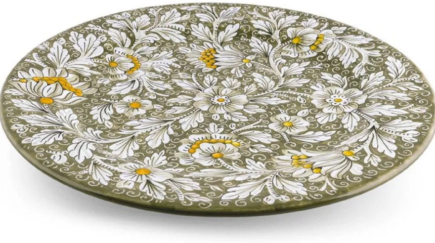 Casa Padrino Luxus Keramik Teller 6er Set Olivgrün Ø 32 cm - Made in Italy