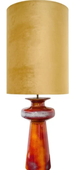 Casa Padrino Luxus Keramik Tischleuchte Orange / Gold 45 x H. 117 cm - Luxus Qualität