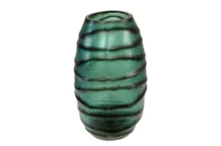 Casa Padrino Luxus Kerzenhalter Türkis / Grau 34 x 22,5 x H. 34 cm - Großes Windlicht aus massivem Farbglas in Aqua und Grau, auch als Vase verwendbar - Luxus Deko Accessoires