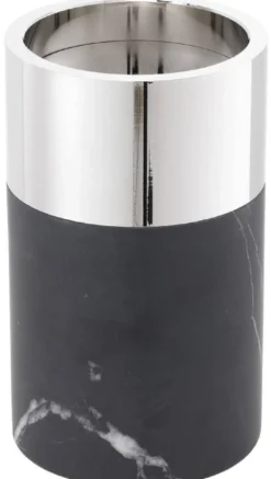 Casa Padrino Luxus Kerzenhalter Set Schwarz / Silber - 3 runde Marmor Kerzenhalter - Luxus Qualität - Deko Accessoires