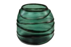 Casa Padrino Luxus Kerzenhalter Türkis / Grau 26 x 19,5 x H. 24 cm - Windlicht aus massivem Farbglas in Aqua und Grau, auch als Vase verwendbar - Luxus Deko Accessoires