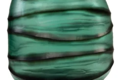 Casa Padrino Luxus Kerzenhalter Türkis / Grau 26 x 19,5 x H. 24 cm - Windlicht aus massivem Farbglas in Aqua und Grau, auch als Vase verwendbar - Luxus Deko Accessoires