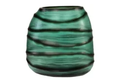 Casa Padrino Luxus Kerzenhalter Türkis / Grau 26 x 19,5 x H. 24 cm - Windlicht aus massivem Farbglas in Aqua und Grau, auch als Vase verwendbar - Luxus Deko Accessoires