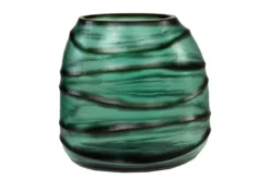 Casa Padrino Luxus Kerzenhalter Türkis / Grau 26 x 19,5 x H. 24 cm - Windlicht aus massivem Farbglas in Aqua und Grau, auch als Vase verwendbar - Luxus Deko Accessoires