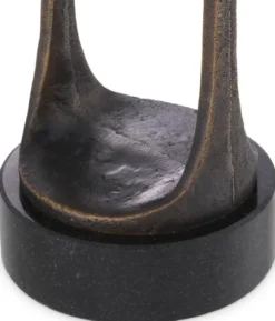 Casa Padrino Luxus Kerzenhalter Bronzefarben / Schwarz Ø 13 x H. 35 cm - Messing Kerzenständer mit Granitsockel - Deko Accessoires