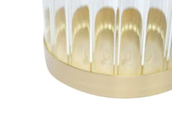 Casa Padrino Luxus Kerzenhalter Gold Ø 10 x H. 30-33 cm - Kerzenhalter aus massivem gebürstetem Messing mit Glaszylinder - Luxus Deko Accessoires