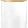 Casa Padrino Luxus Kerzenleuchter Antik Messing Ø 20 x H. 31,5 cm - Runder Glas Kerzenleuchter mit Aluminium Ring - Luxus Kollektion