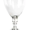 Casa Padrino Luxus Kerzenleuchter aus Aluminium und Glas - Silber / Schwarz, 26 x H. 50 cm