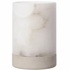Casa Padrino Luxus Kerzenleuchter Alabaster / Grau H. 28 cm - Luxus Accessoires