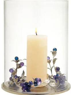 Casa Padrino Luxus Kerzenleuchter mit Swarovski Kristallglas Silber / Mehrfarbig Ø 34 x H. 42 cm - Luxus Wohnzimmer Deko Accessoires