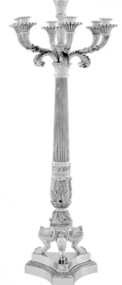 Casa Padrino Luxus Kerzenständer im Antikstil, versilberter Edelstahl, 79 x 30 cm