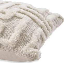 Casa Padrino Luxus Kissen Elfenbein 50 x 50 cm - Handgewebtes Deko Woll Kissen - Quadratisches Zierkissen - Wohnzimmer Dekoration - Luxus Deko Accessoires - Luxus Kollektion