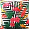 Casa Padrino Luxus Kissen Miami Flamingos & Flowers Mehrfarbig 45 x 45 cm - Feinster Samtstoff - Deko Wohnzimmer Kissen