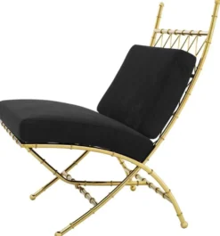 Casa Padrino Luxus Klappstuhl Gold / Schwarz 75 x 81,5 x H. 92 cm - Luxus Möbel