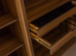 Casa Padrino Luxus Kleiderschrank Braun / Schwarz 250 x H. 220 cm - Massivholz Schlafzimmerschrank mit 5 Glastüren und LED Beleuchtung - Schlafzimmer Möbel - Hotel Möbel - Luxus Möbel