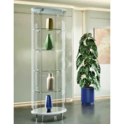 Casa Padrino Luxus Klein-Oval-Ladenvitrine 64 x 44 cm H. 190 cm - Ladeneinrichtung - Boutique Möbel - Made in Italy