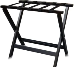 Casa Padrino Luxus Kofferständer Gepäckablage aus Buchenholz und Kunstleder in Schwarz 70 x 41 x H. 61 cm