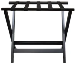 Casa Padrino Luxus Kofferständer Gepäckablage aus Buchenholz und Kunstleder in Schwarz 70 x 41 x H. 61 cm