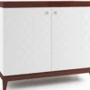 Casa Padrino Luxus Kommode mit 2 Türen Weiß / Hochglanz Braun 111,2 x 45 x H. 96,6 cm - Luxus Wohnzimmerschrank