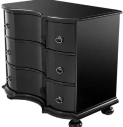 Casa Padrino Luxus Kommode mit 3 Schubladen Schwarz / Antik Messing 94 x 60 x H. 87 cm - Luxus Qualität