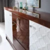 Casa Padrino Luxus Kommode mit 3 Türen und Schublade Weiß / Hochglanz Braun 171,4 x 45 x H. 96,6 cm - Luxus Möbel