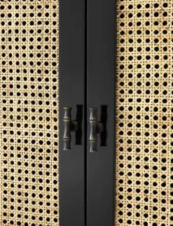 Casa Padrino Luxus Kommode Schwarz / Naturfarben 200 x 56 x H. 92,5 cm - Limited Edition