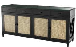 Casa Padrino Luxus Kommode Schwarz / Naturfarben 200 x 56 x H. 92,5 cm - Limited Edition