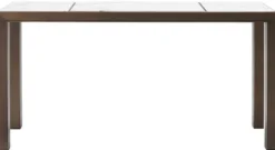 Casa Padrino Luxus Konsole Antik Messingfarben / Weiß / Lila 150 x 40 x H. 76,5 cm - Edelstahl Konsolentisch mit Marmorplatten - Luxus Wohnzimmer Möbel