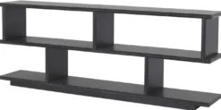 Casa Padrino Luxus Konsole Anthrazitgrau 230 x 40 x H. 85,5 cm - Edler Konsolentisch mit 2 Regalen - Massivholz Regalschrank - Luxus Wohnzimmer Möbel