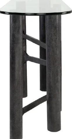 Casa Padrino Luxus Konsole Antik Schwarz 140 x 45 x H. 81 cm - Aluminium Konsolentisch mit Glasplatte - Luxus Möbel - Wohnzimmer Möbel - Luxus Einrichtung - Wohnzimmer Einrichtung