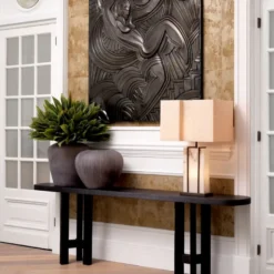 Casa Padrino Luxus Konsole Antik Schwarz 230 x 35 x H. 74,5 cm - Rechteckiger Massivholz Konsolentisch - Massivholz Möbel - Luxus Möbel - Luxus Qualität
