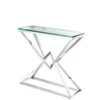 Casa Padrino Luxus Konsole aus poliertem Stahl und klarem Glas 90 x 30 x H. 82 cm