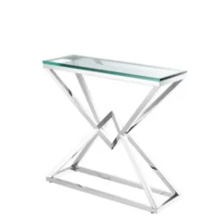 Casa Padrino Luxus Konsole aus poliertem Stahl und klarem Glas 90 x 30 x H. 82 cm