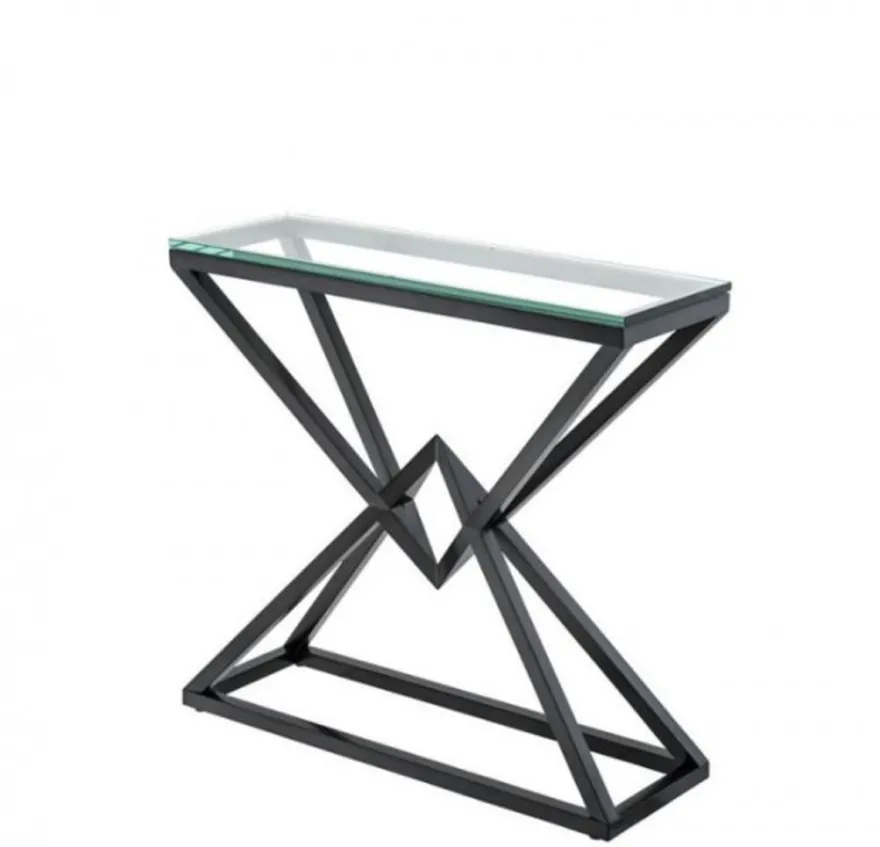 Casa Padrino Luxus Konsole aus rostfreiem Stahl und Glas in Bronze 90 x 30 x H. 82 cm