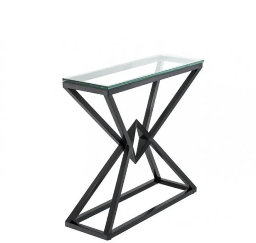 Casa Padrino Luxus Konsole aus rostfreiem Stahl und Glas in Bronze 90 x 30 x H. 82 cm