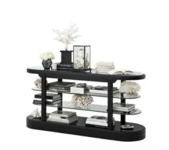Casa Padrino Luxus Konsole aus Birkenholz in Schwarz - 180 x 57 x H. 87,5 cm