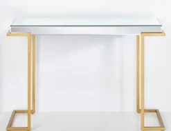 Casa Padrino Luxus Konsole Bronzefarben 116 x 39 x H. 79 cm - Verspiegelter Konsolentisch mit Metallbeinen - Luxus Möbel