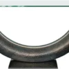 Casa Padrino Luxus Konsole Bronzefarben 230 x 45 x H. 86 cm - Konsolentisch mit Glasplatte - Wohnzimmer Möbel - Hotel Möbel - Luxus Kollektion