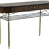 Casa Padrino Luxus Konsole Braun / Gold / Grau 140 x 40 x H. 85 cm - Ovaler Konsolentisch - Luxus Möbel - Wohnzimmer Möbel - Luxus Einrichtung - Wohnzimmer Einrichtung