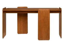 Casa Padrino Luxus Konsole Braun 155 x 50 x H. 80 cm - Massivholz Konsolentisch im warmen Bernsteinton mit weich gerundeten Formen - Luxus Möbel