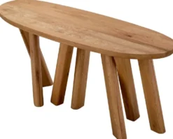 Casa Padrino Luxus Konsole Braun 160 x 54,5 x H. 76,5 cm - Ovaler Konsolentisch mit massiver Eichenholz Tischplatte - Massivholz Möbel - Luxus Möbel - Luxus Qualität