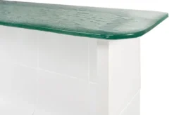 Casa Padrino Luxus Konsole Cremeweiß 105 x 30 x H. 83,5 cm - Großer handgefertigter Keramik Konsolentisch mit Platte aus strukturiertem Klarglas - Luxus Möbel