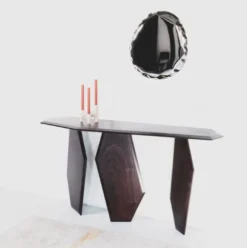 Casa Padrino Luxus Konsole Dunkelbraun 154 x 40 x H. 80 cm - Massivholz Konsolentisch - Wohnzimmer Möbel - Hotel Möbel - Luxus Möbel - Luxus Einrichtung