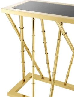 Casa Padrino Luxus Konsole Gold / Schwarz - Edler Konsolentisch aus Edelstahl und Glas - 139,5 x 40 x H. 78 cm