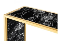 Casa Padrino Luxus Konsole Gold mit schwarzem Kunstmarmor - 150 x 40 x H. 75 cm