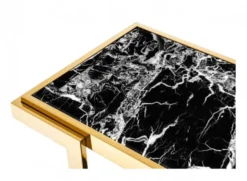 Casa Padrino Luxus Konsole Gold 150 x 40 x H. 76 cm - Konsole aus rostfreiem Stahl und Kunstmarmor