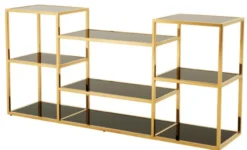 Casa Padrino Luxus Konsole gold mit schwarzem Glas 160 x 38 x H. 75 cm - Designer Kollektion
