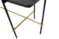 Casa Padrino Luxus Konsole Gold / Schwarz 140 x 40 x H. 90 cm - Konsolentisch mit gebürstetem Edelstahlgestell und schwarzen Eichenfurnier Flächen - Luxus Möbel