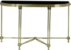 Casa Padrino Luxus Konsole Gold / Schwarz 130 x 45 x H. 79 cm - Konsolentisch mit Glasplatte - Luxus Möbel - Wohnzimmer Möbel - Luxus Einrichtung - Wohnzimmer Einrichtung